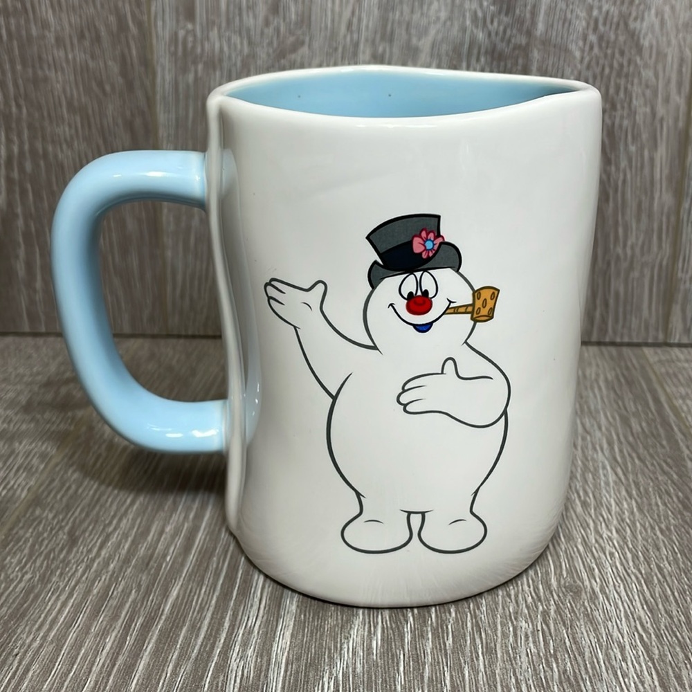 NWT Rae Dunn “Frosty” Double Sided Frosty The Snowman Ceramic Coffee Tea Mug